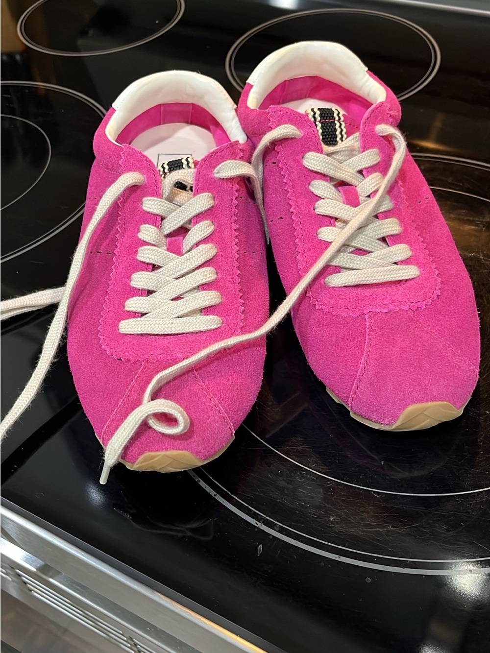 Shu Shop Hot Pink Suede Retro Sneakers | Trendy Casual Lace Up Shoes